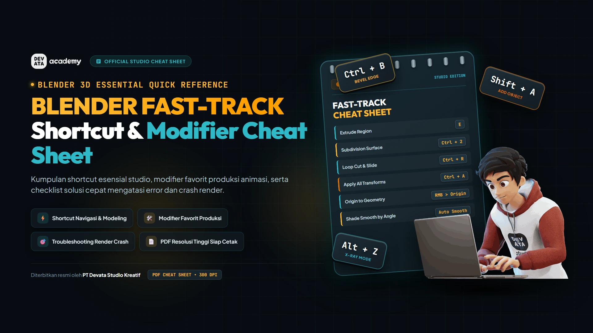 Blender Fast-Track Shortcut & Modifier Cheat Sheet